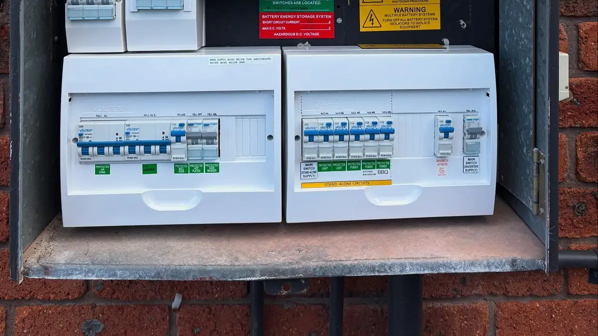 Home electrical switchboard with an integrated solar battery system
