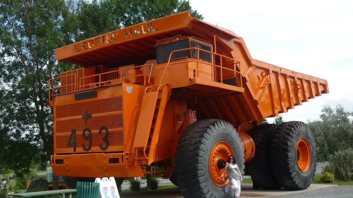 Giant Lectra Haul diesel-electric mining truck on display in Asbestos, Quebec