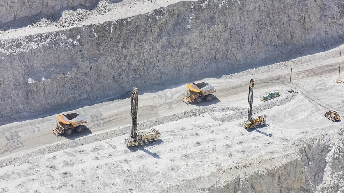 Komatsu heavy haul trucks parked at the Chuquicamata mine