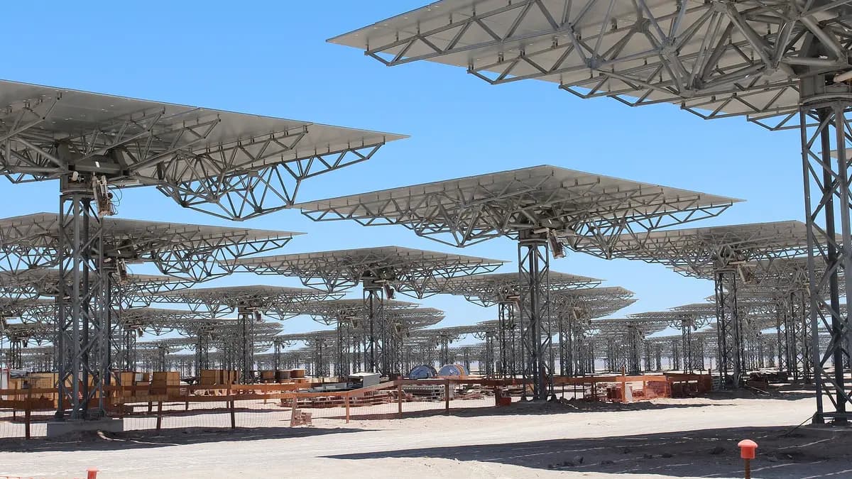 Heliostat field at the Cerro Dominador solar plant in the Atacama Desert