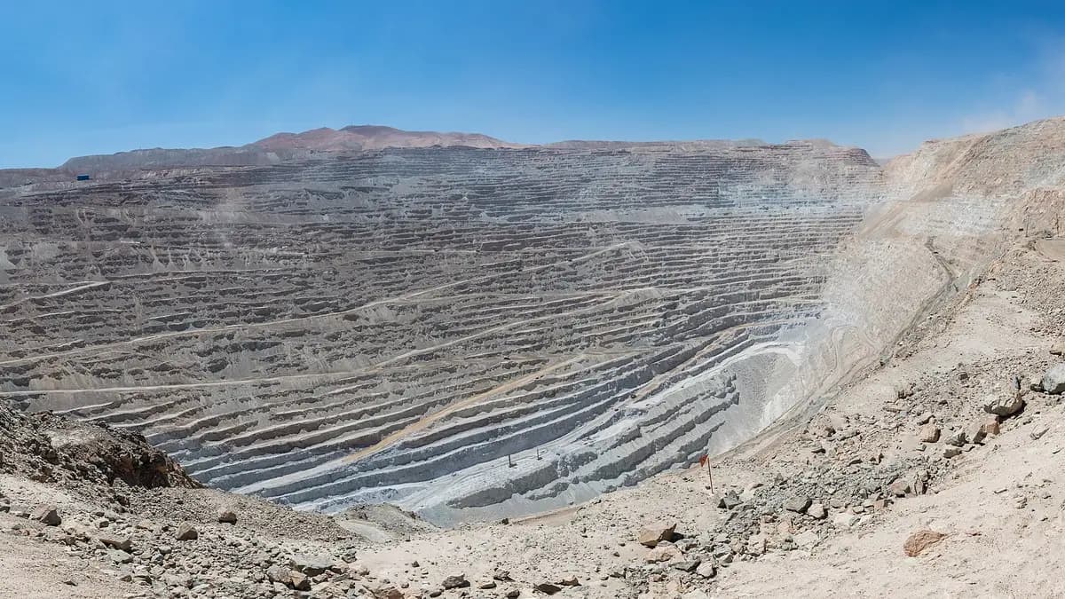 Panoramic view of the Chuquicamata open-pit copper mine in Calama