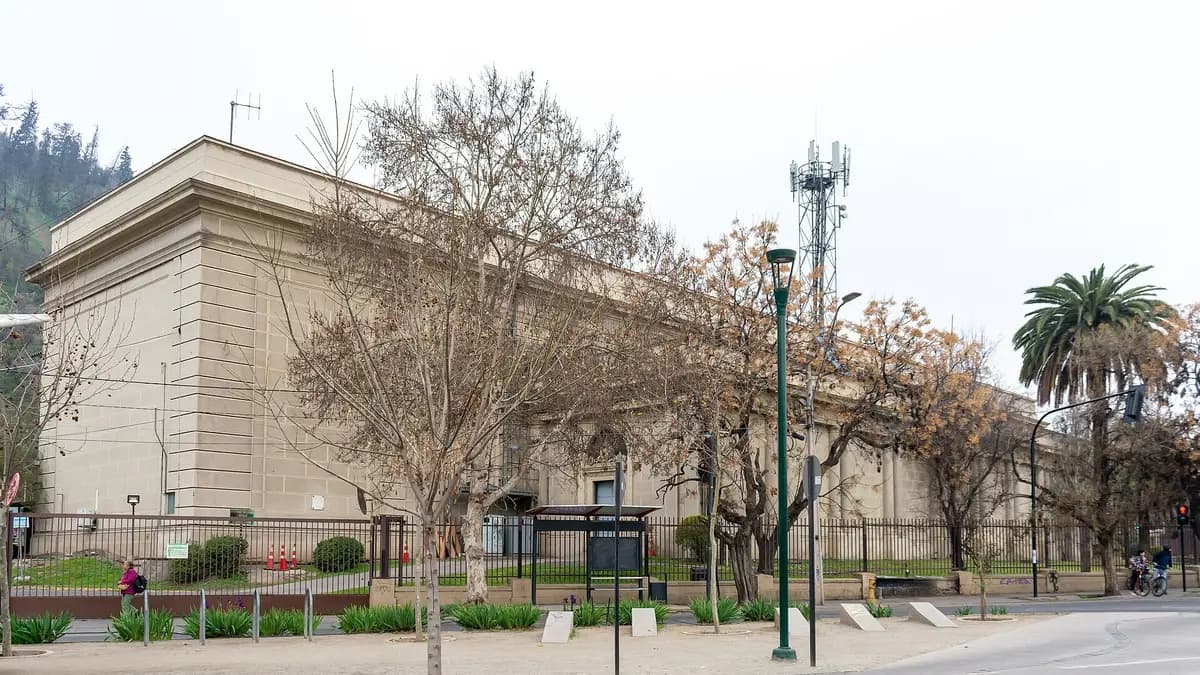 San Cristóbal electrical substation building in Recoleta with trees and palm trees