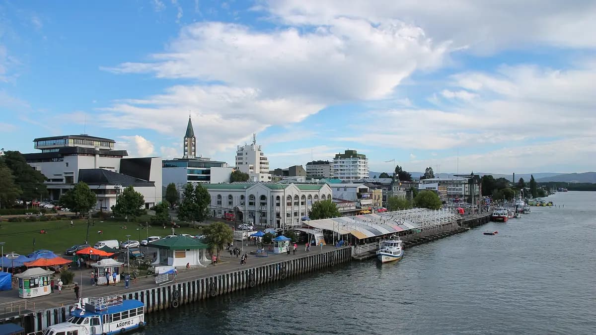 View of Valdivia and its waterfront by the river